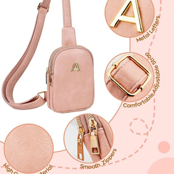Personalized Baby Pink Crossbody Bag - Lightweight & Waterproof for Teen Girls - Picture 5 of 6